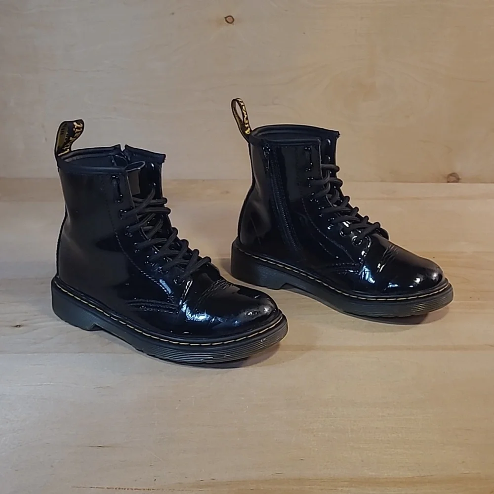Dr. Martens 1460 J Black Patent Leather Kids Boots Size 1 Youth - Picture 6 of 14